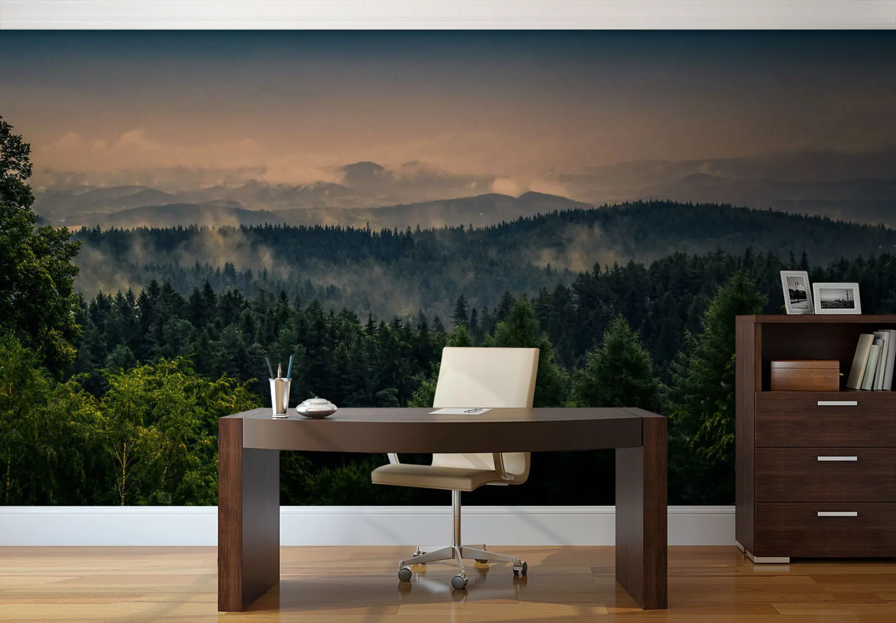 Fotobehang Bomen van bomen in de mist u72174 kopen - Uwalls.nl Fotobehang Bomen van bomen in de mist u72174