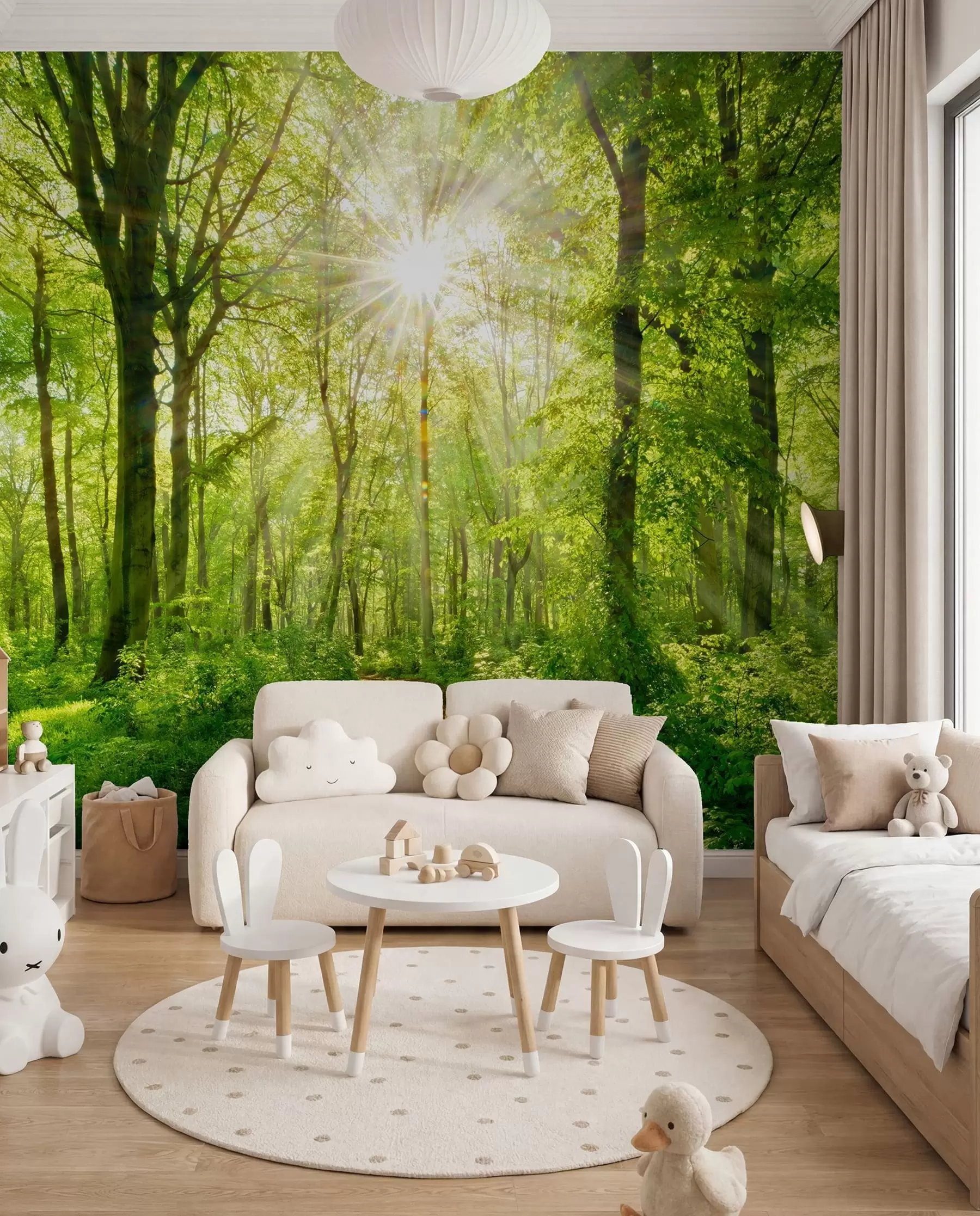 Fotobehang Pad onder groene takken u22252