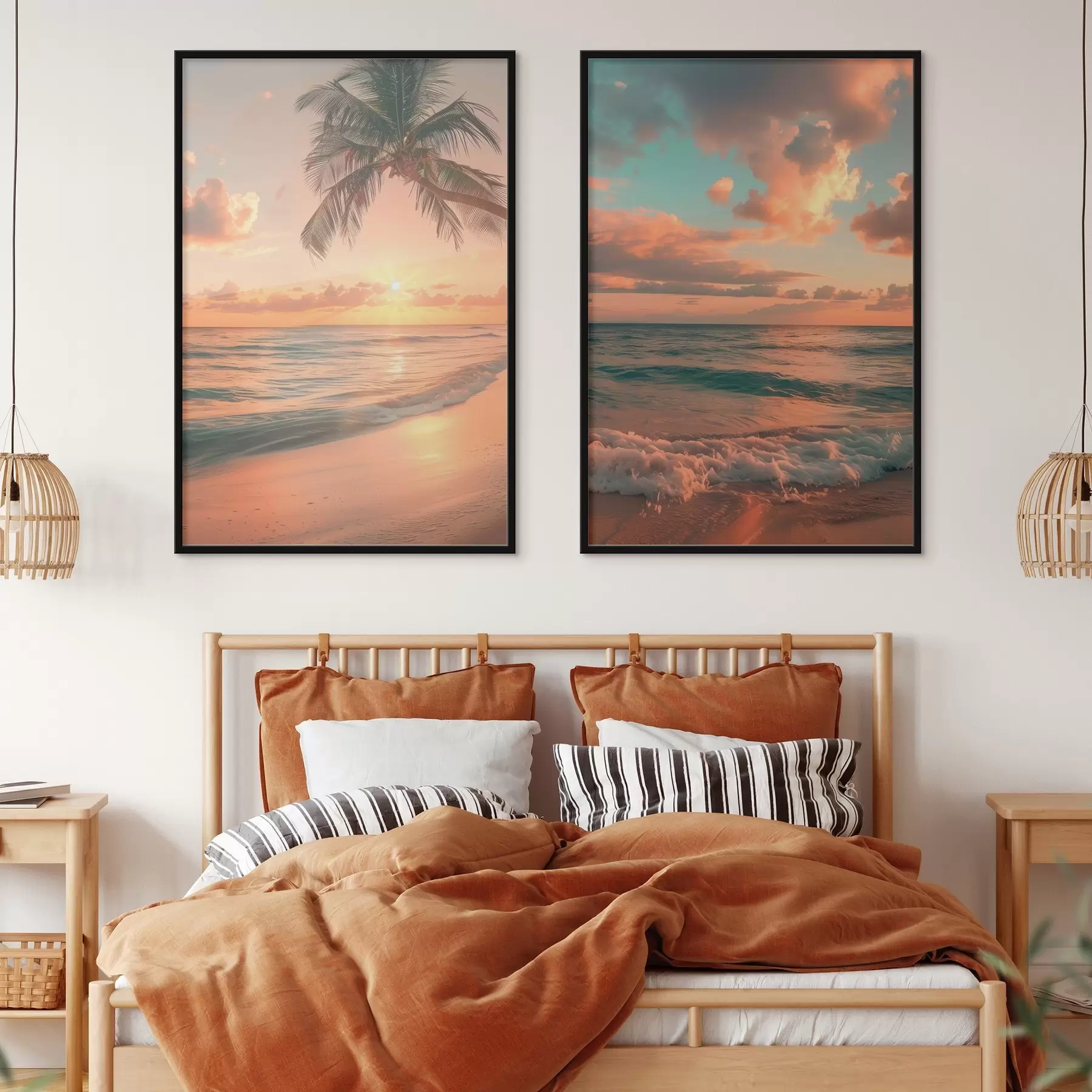 Fotobehang Zonsondergang aan de kust met uitzicht op de golven d00787