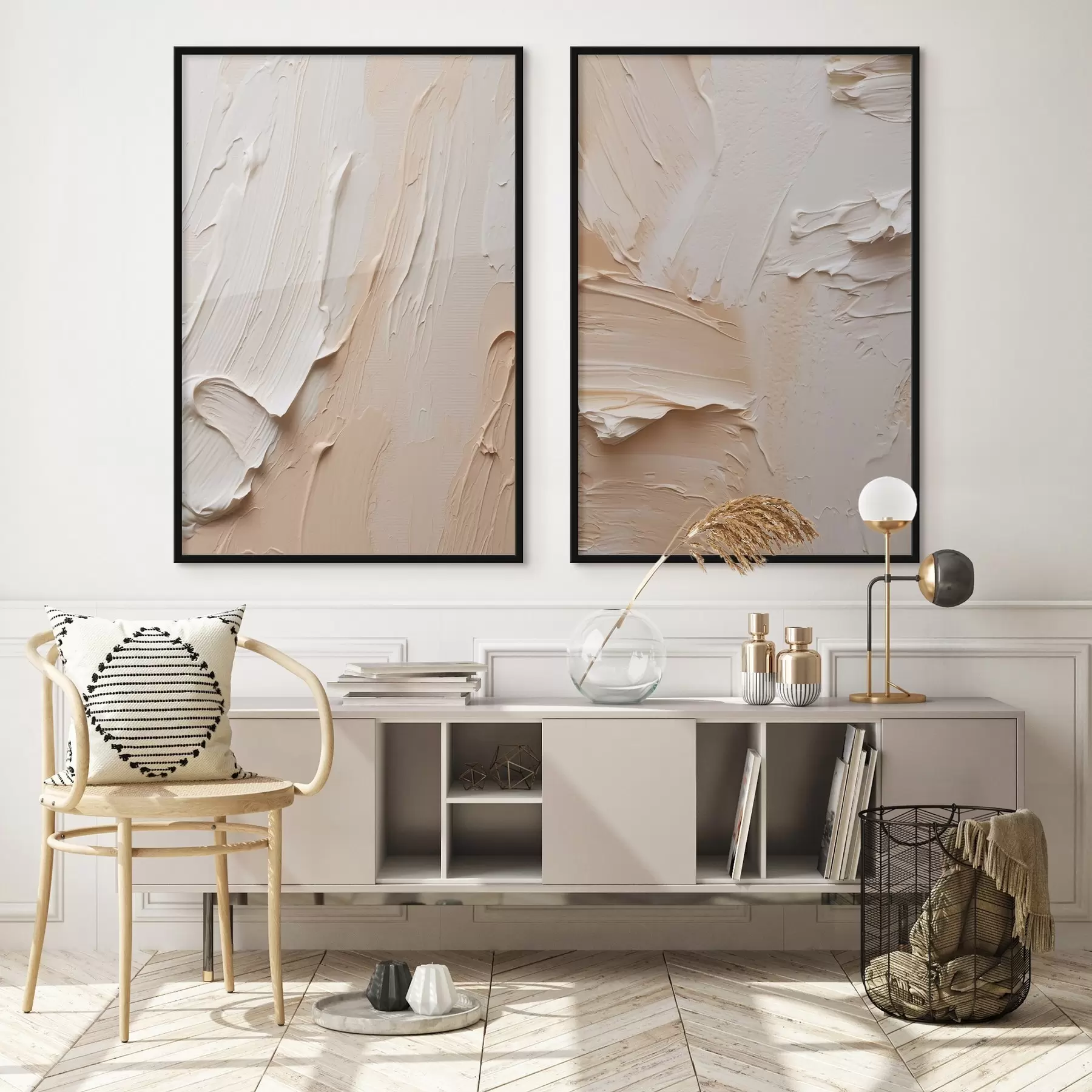 Fotobehang Crèmekleurige impasto-streken d00767