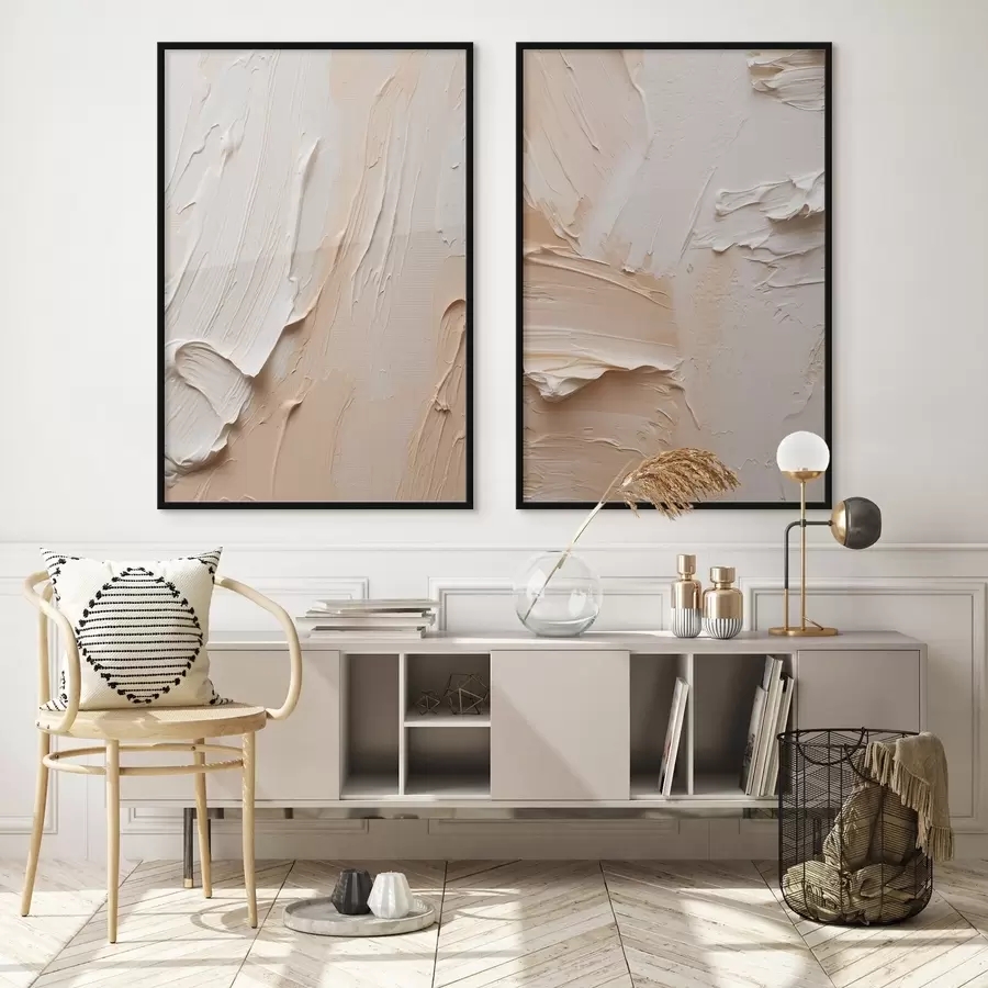 Fotobehang Crèmekleurige impasto-streken d00767