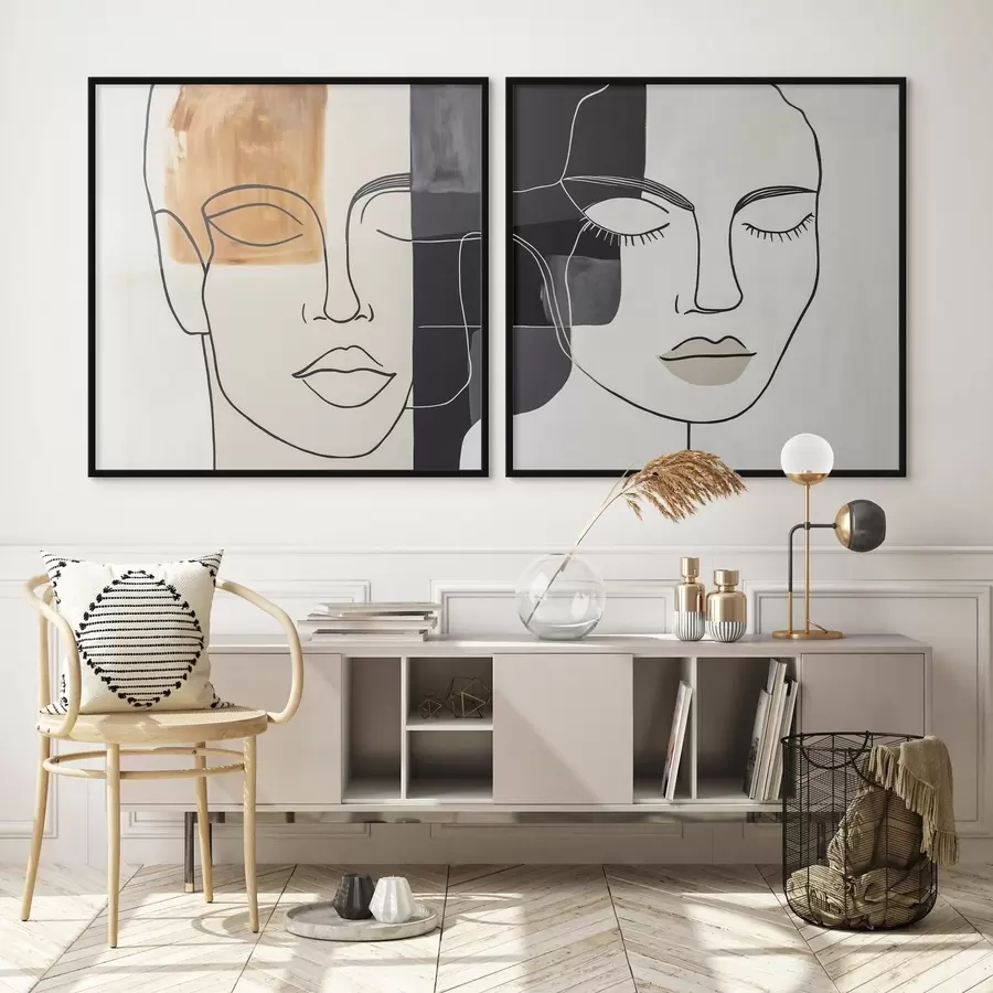 Fotobehang Abstracte portretten van een man en een vrouw d00720