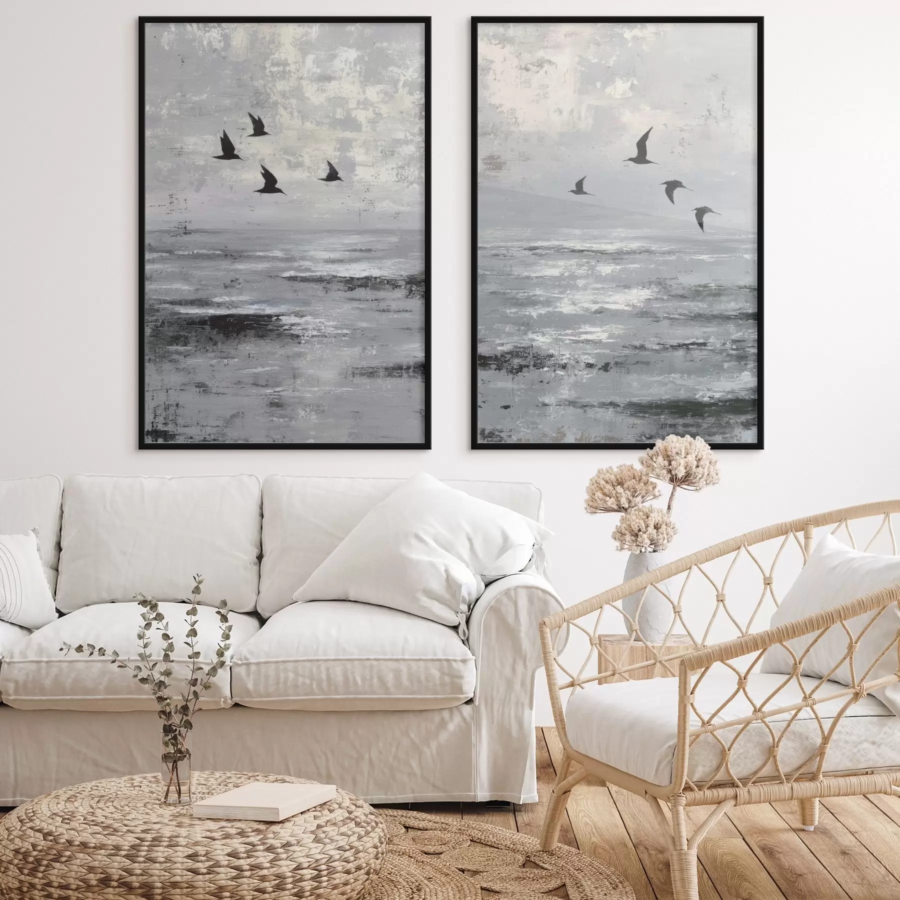 Fotobehang Abstract landschap met vogels d00778