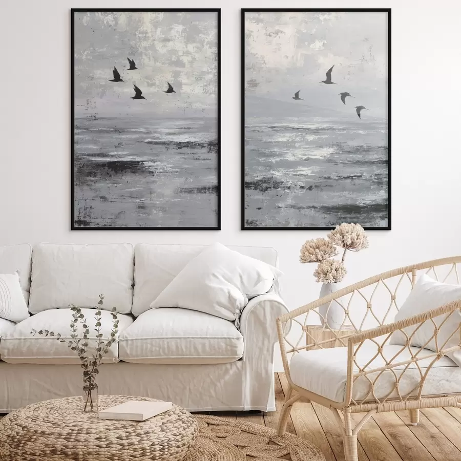 Fotobehang Abstract landschap met vogels d00778