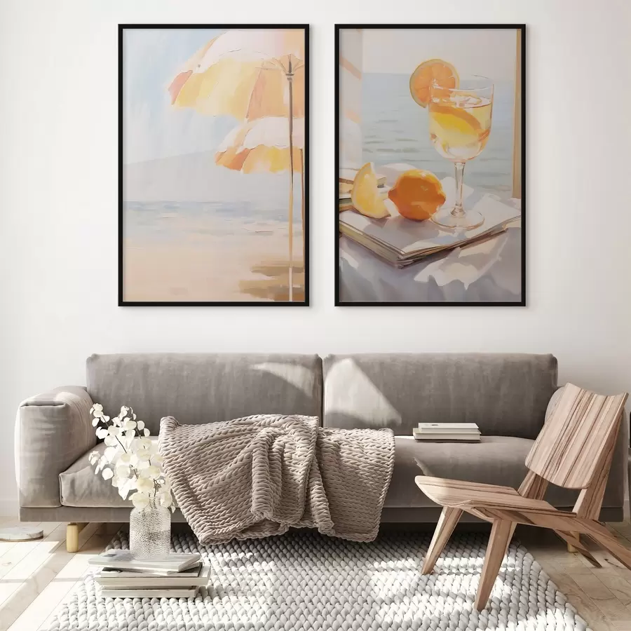 Fotobehang Strandlandschap en cocktail in een glas d00793