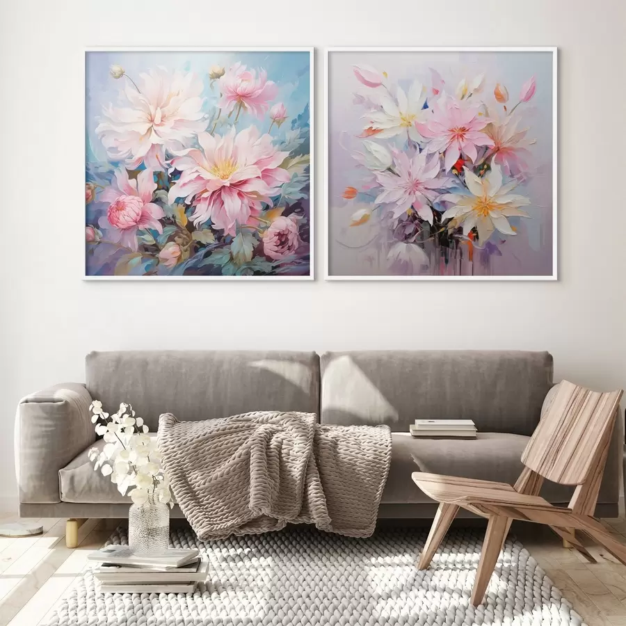 Fotobehang Roze pioenrozen in aquarelstijl d00709