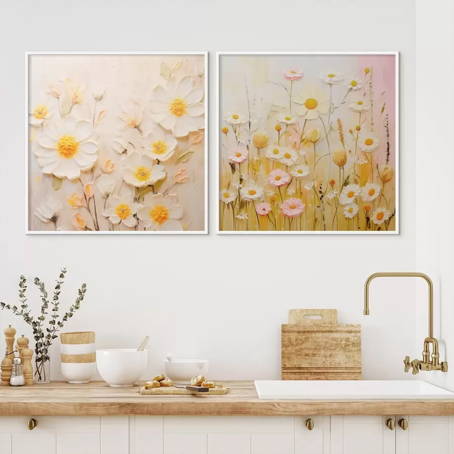 Fotobehang Bloemenweide in olieverfstijl d00711