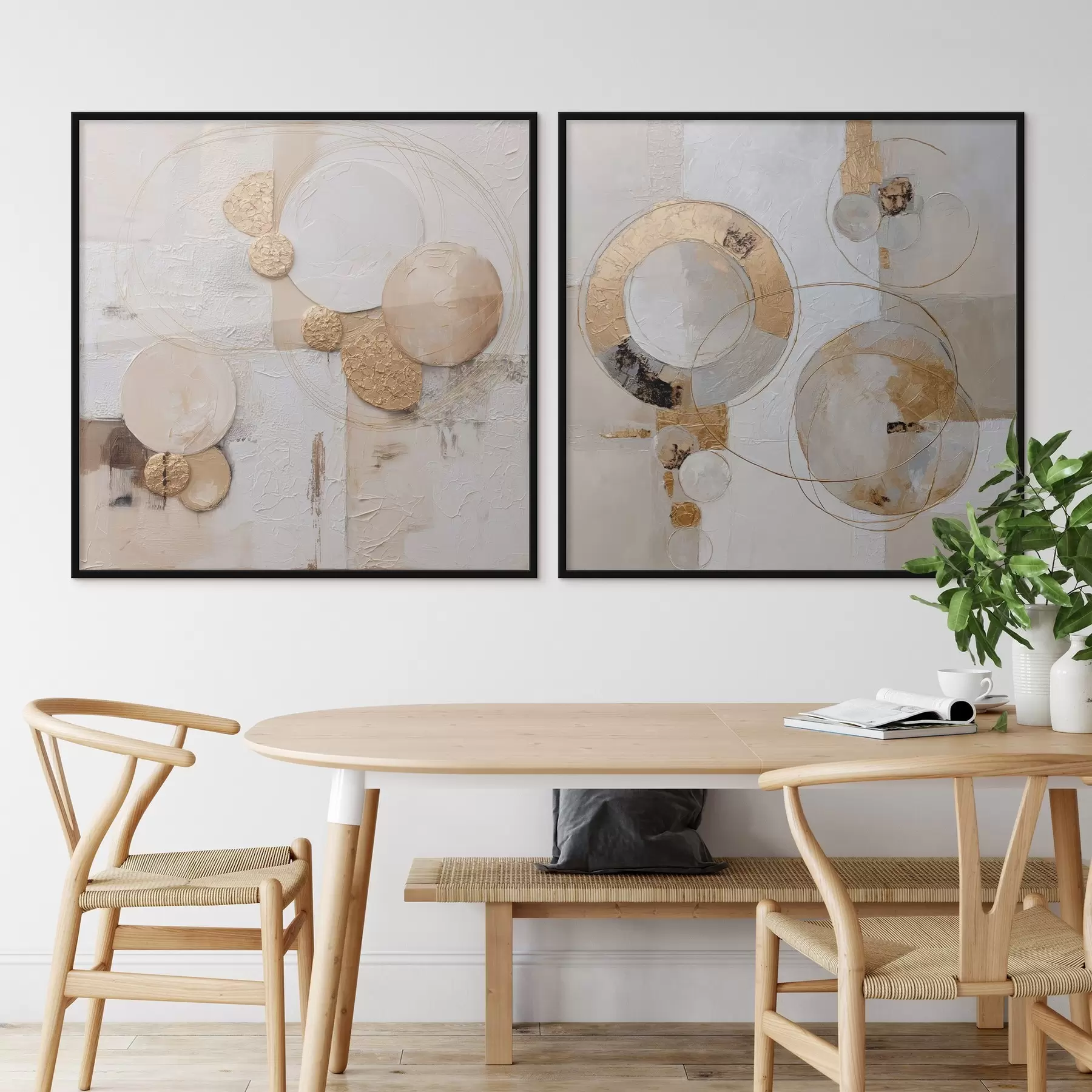 Fotobehang Getextureerde schildering met beige en witte vormen d00741