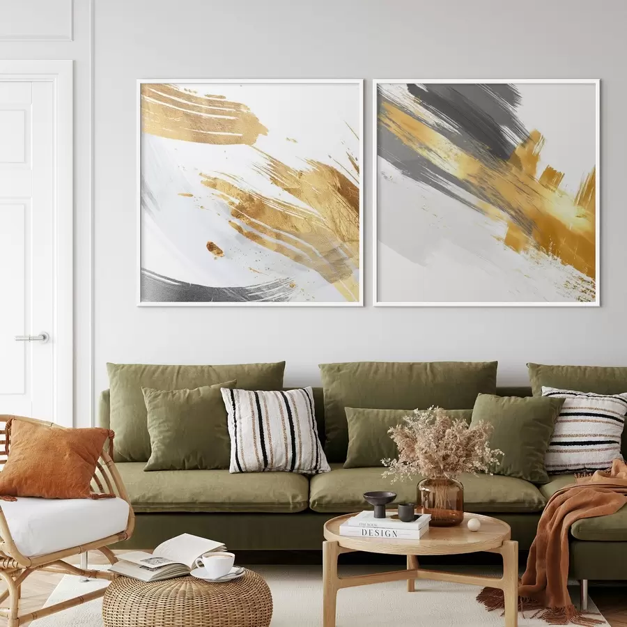 Fotobehang Dynamische abstractie met gele en grijze strepen d00748