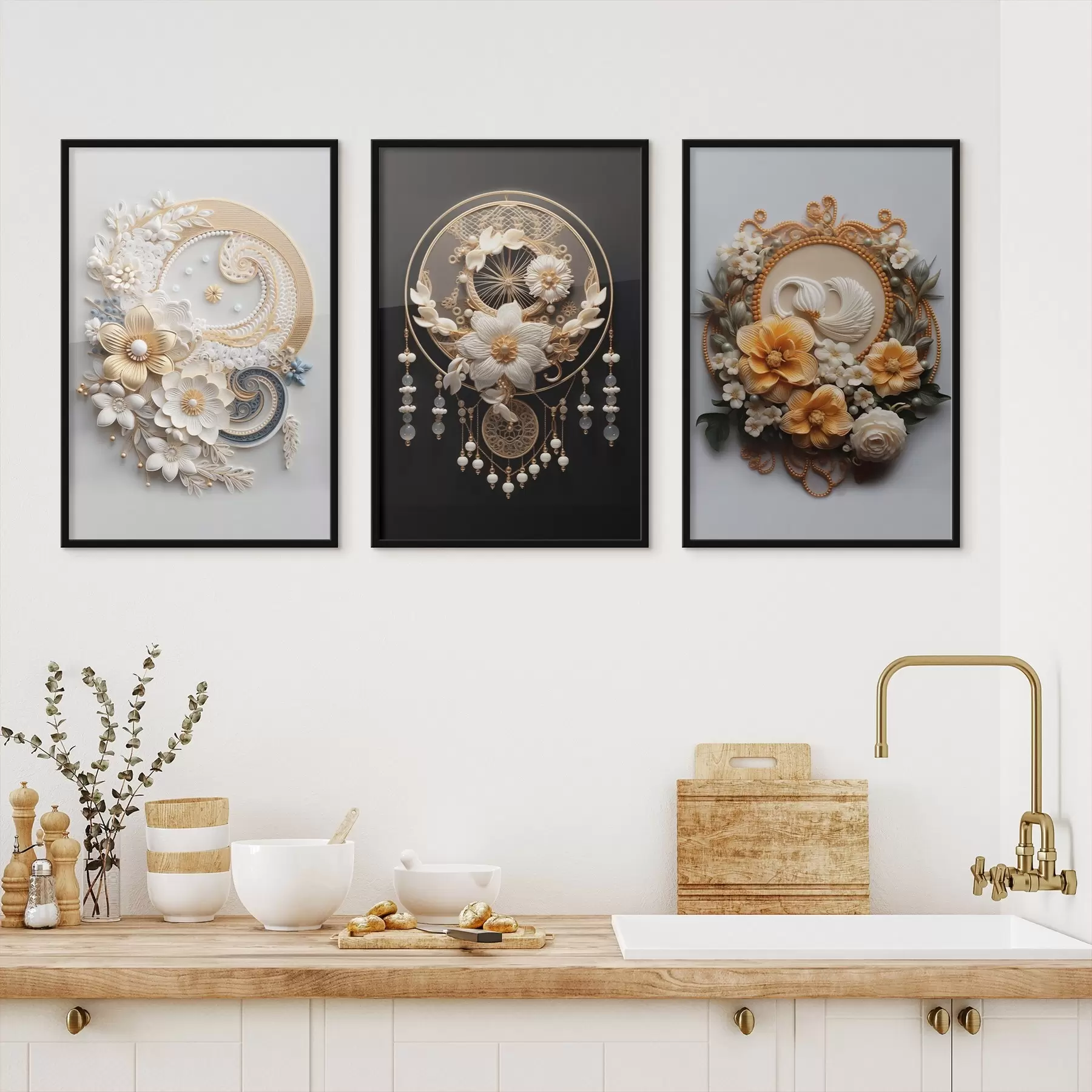 Fotobehang Abstracte composities van bloemen d00561