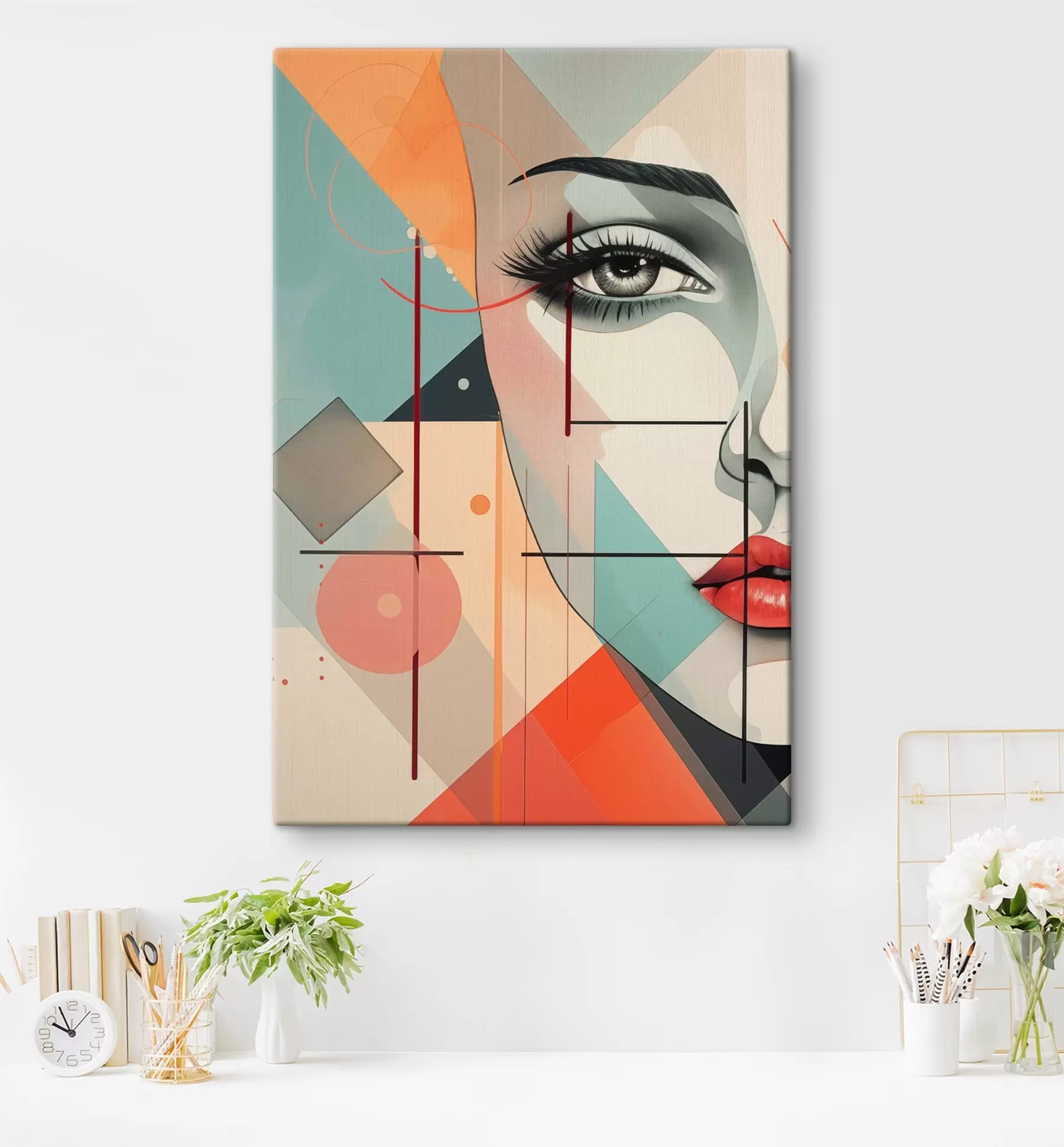  Schilderijen Mensen, gezicht, geometrie s47447