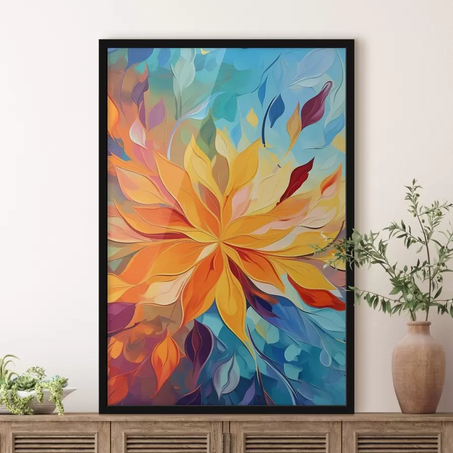 Fotobehang Abstracte bloemen, imitatie-olieverfschilderij f47445