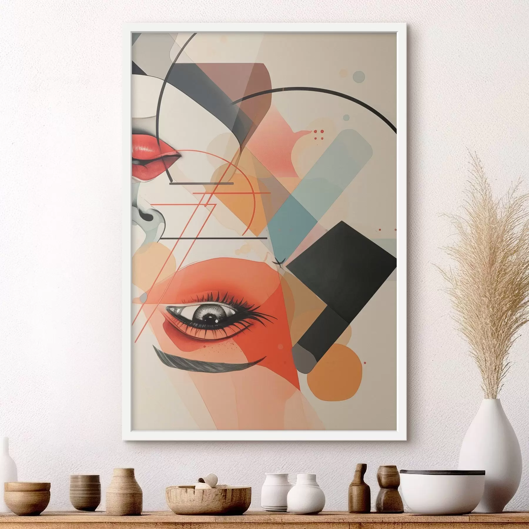 Fotobehang Gezicht en geometrische vormen f47448