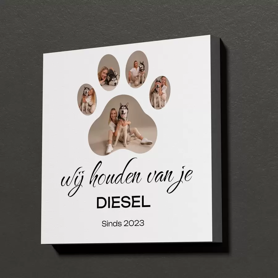  Schilderijen Fotocollage in pootvorm op canvas voor jou en je geliefde huisdieren s47587