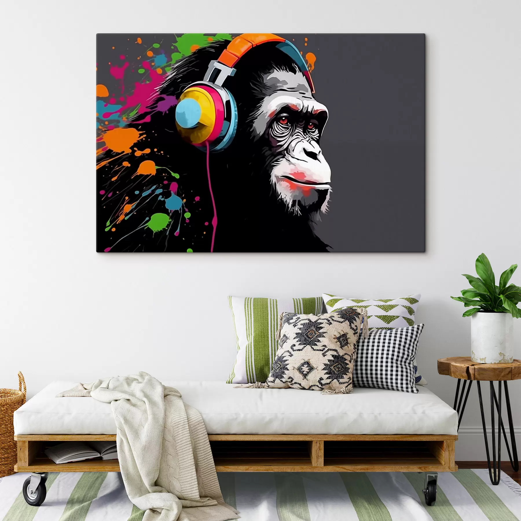  Schilderijen Aap met koptelefoon s47385
