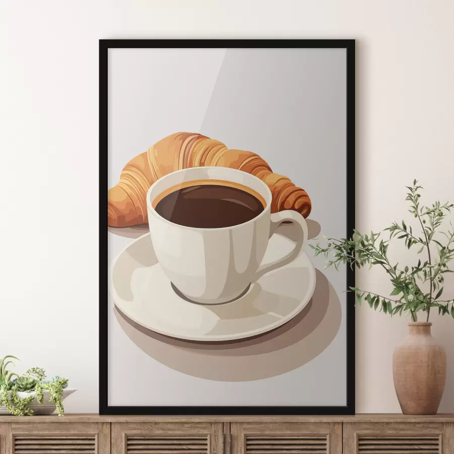 Fotobehang Koffie met croissant f47397