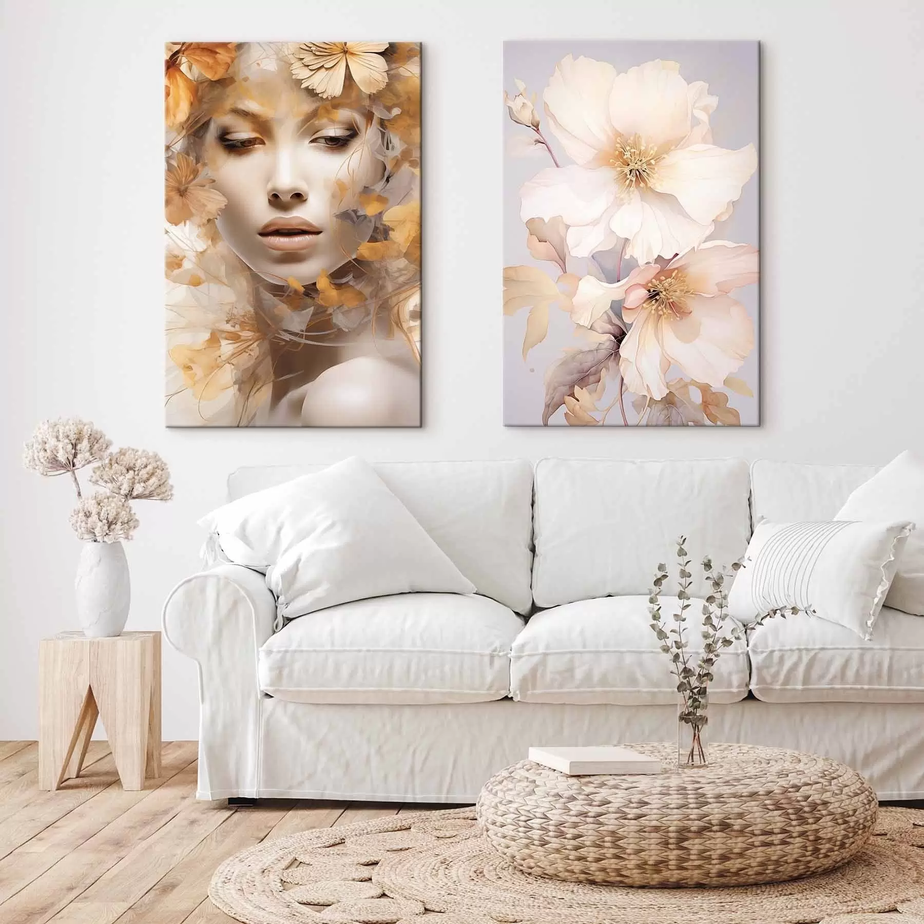  Schilderijen Meisje en delicate bloemen m01251