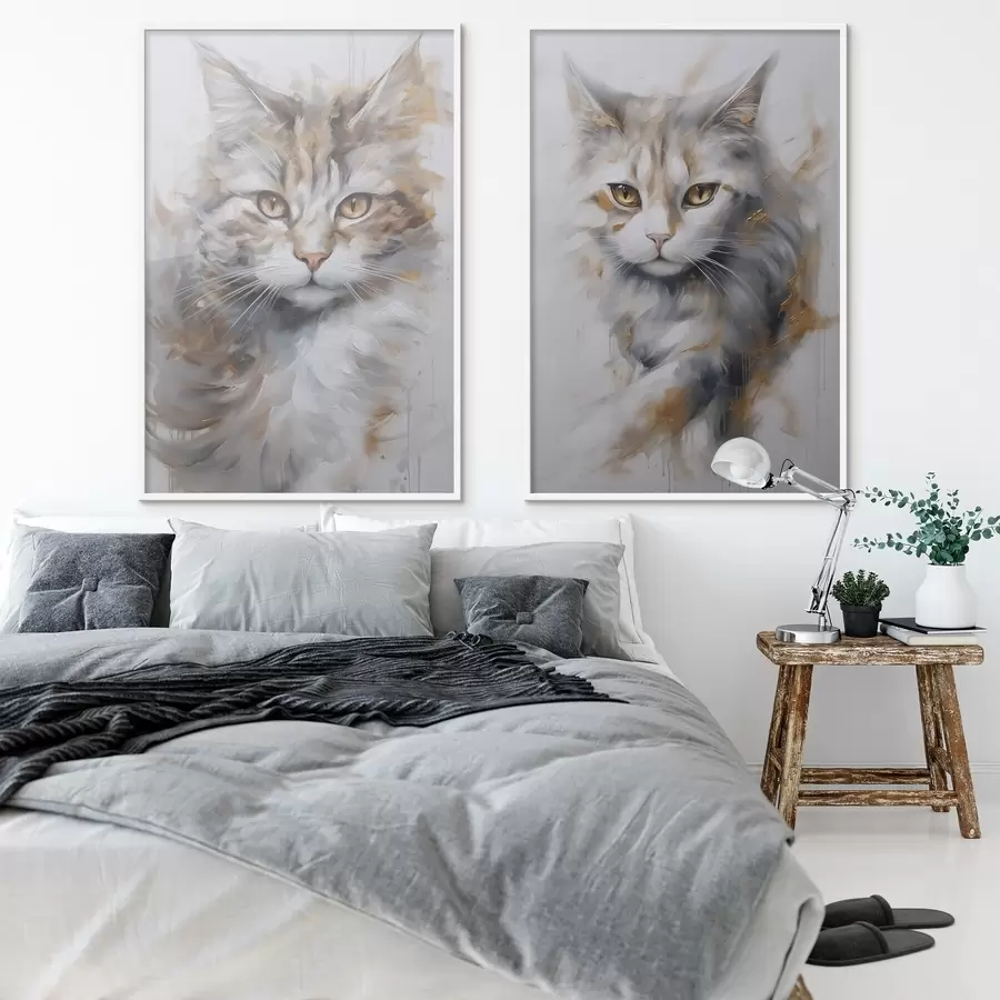 Fotobehang Katten imitatie schilderij d01054