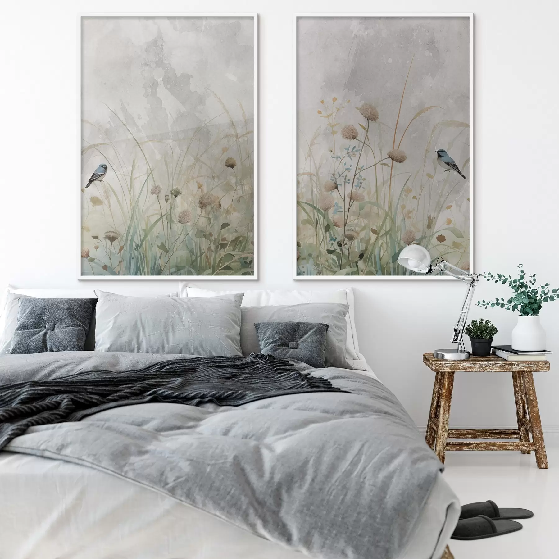 Fotobehang Vogels tegen een achtergrond van wilde bloemen d01068