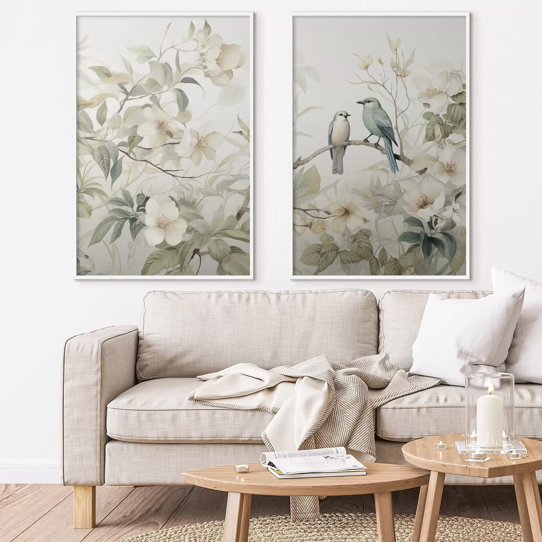 Fotobehang Twee vogels op takken d01071