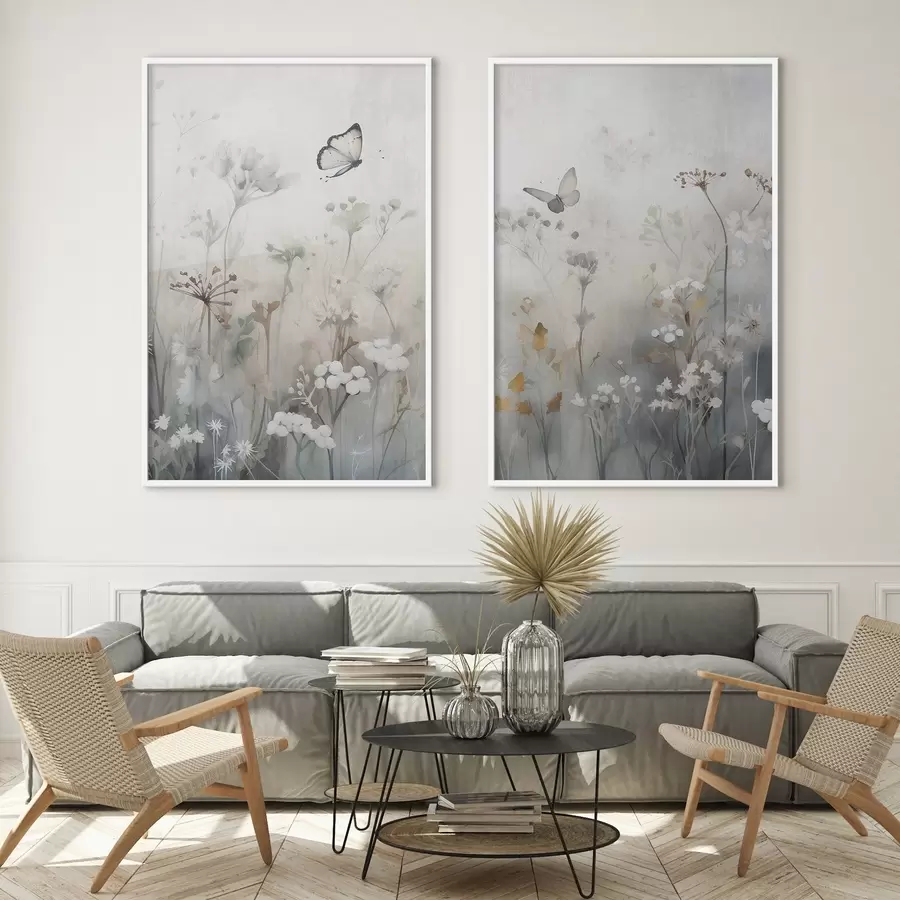 Fotobehang Vlinders en wilde bloemen d01072