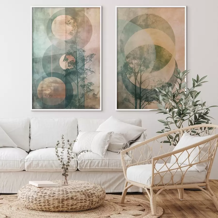 Fotobehang Cirkels en bladeren d01145