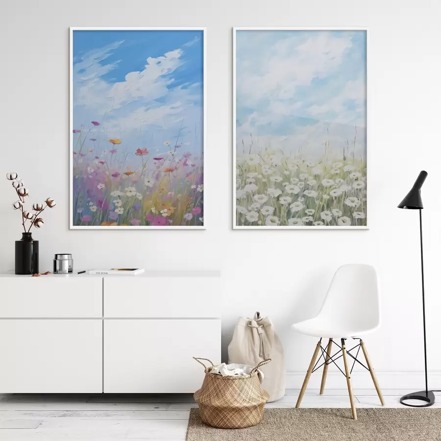 Fotobehang Imitatie schilderij van wilde bloemen d01164