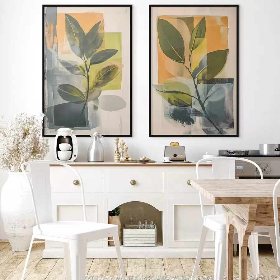 Fotobehang Takken met bladeren op een abstracte achtergrond d01132