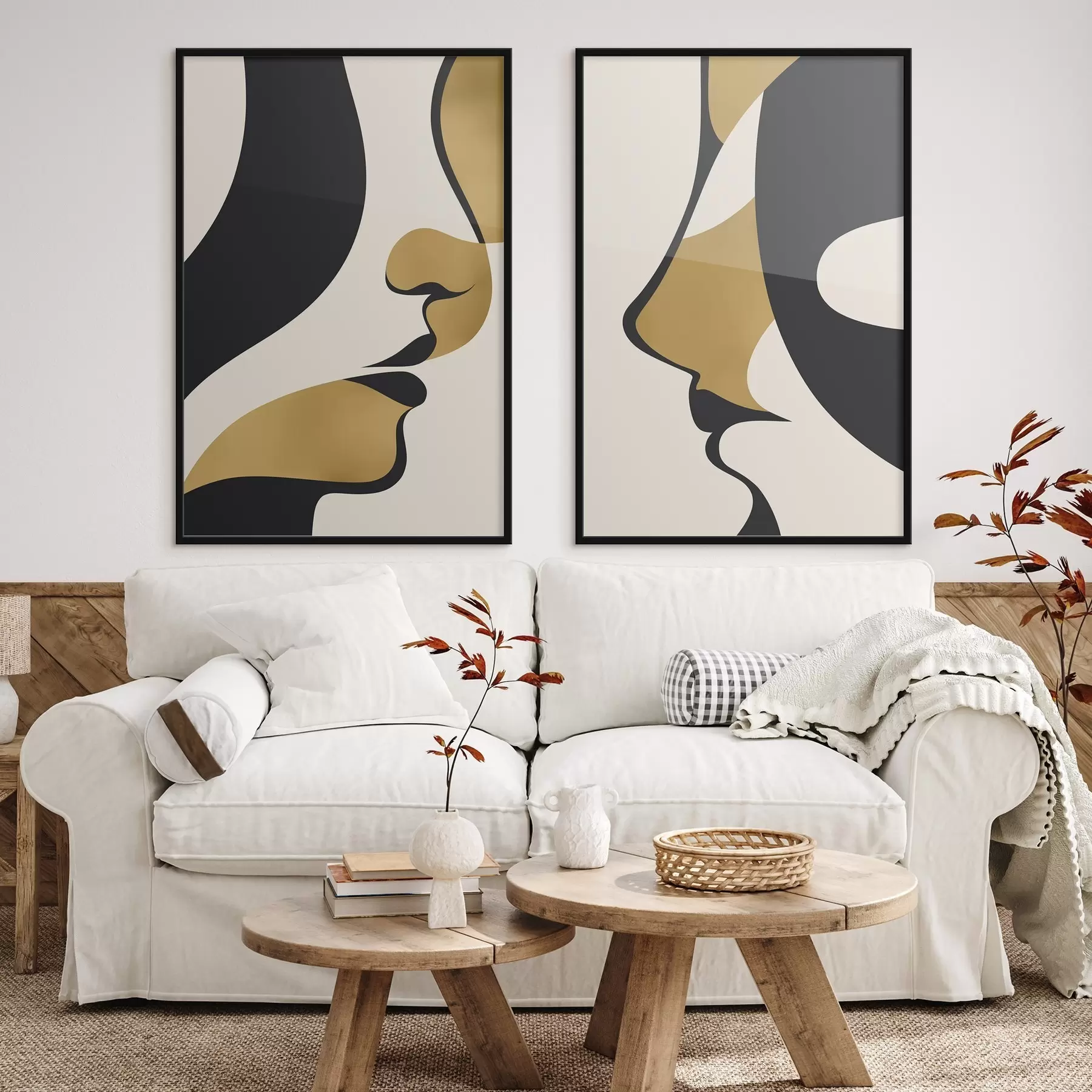 Fotobehang Abstracte silhouetten van gezichten d01166