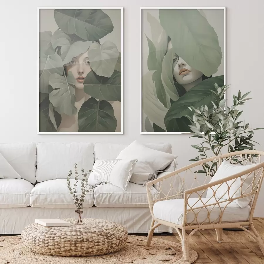 Fotobehang Portret van een meisje in gebladerte d01183