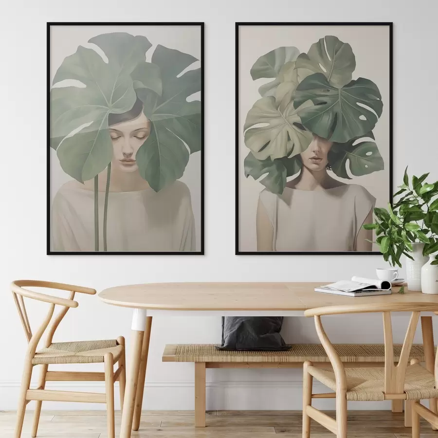 Fotobehang Meisje met bladeren d01185