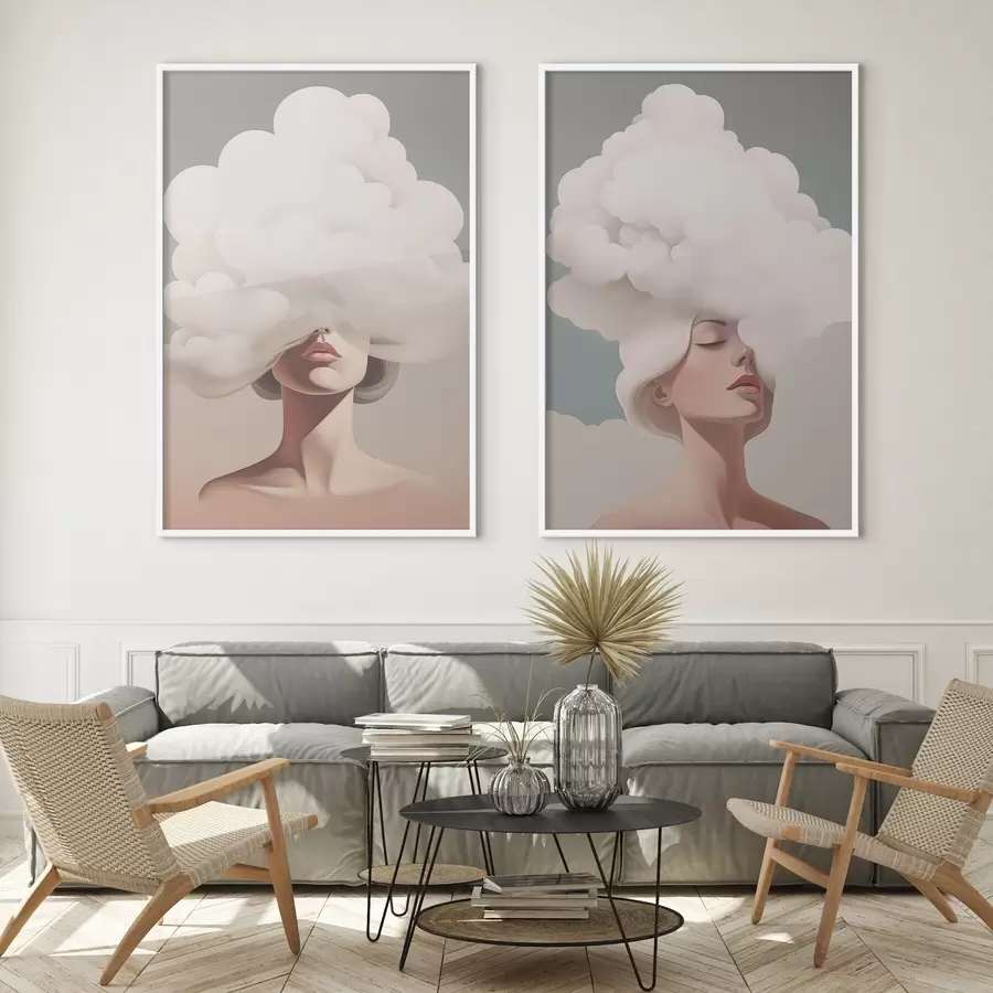 Fotobehang Meisje en de wolk d01186