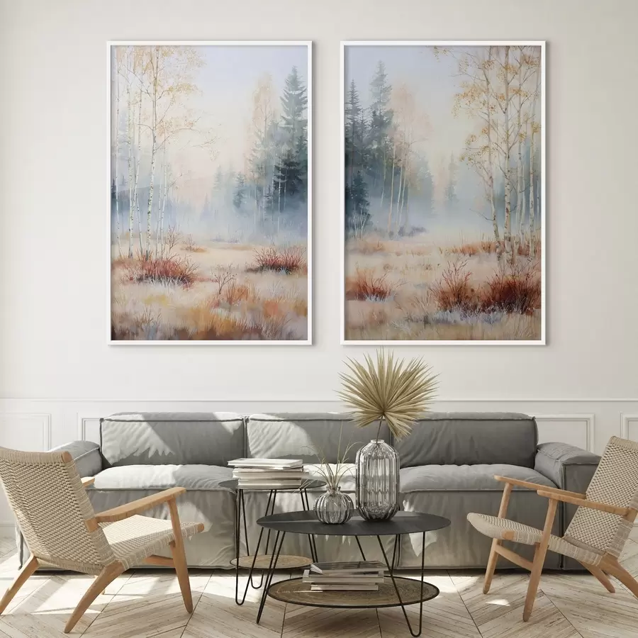 Fotobehang landschap eerste vorst in het bos d01174