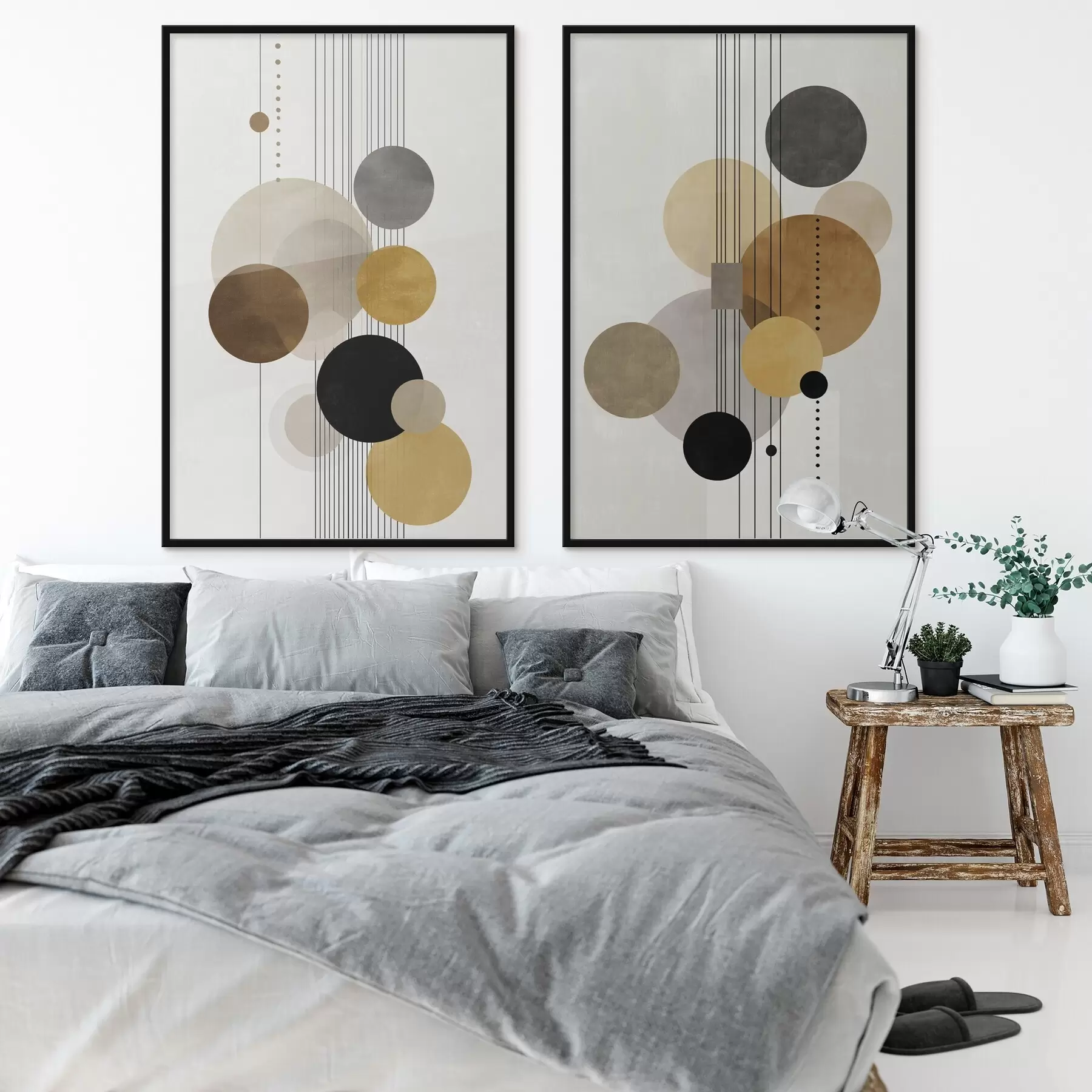 Fotobehang abstractie met cirkels en lijnen in warme kleuren d01182