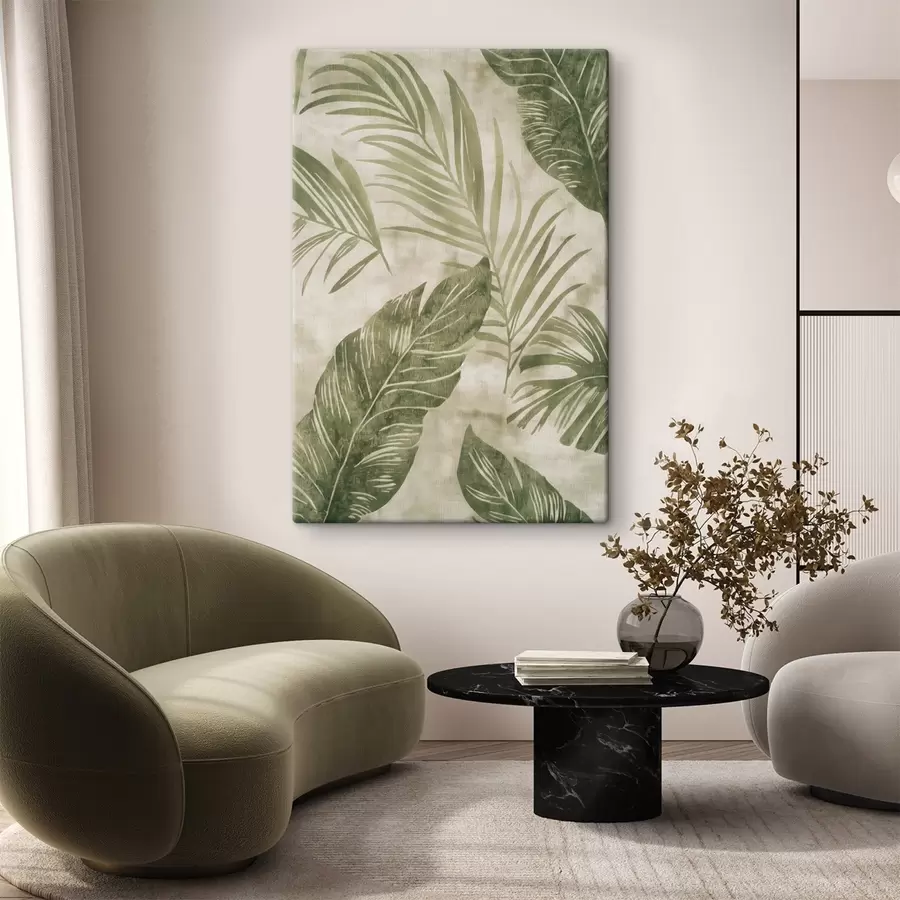  Schilderijen Tropische bladeren, imitatie van verouderde achtergrond s47631