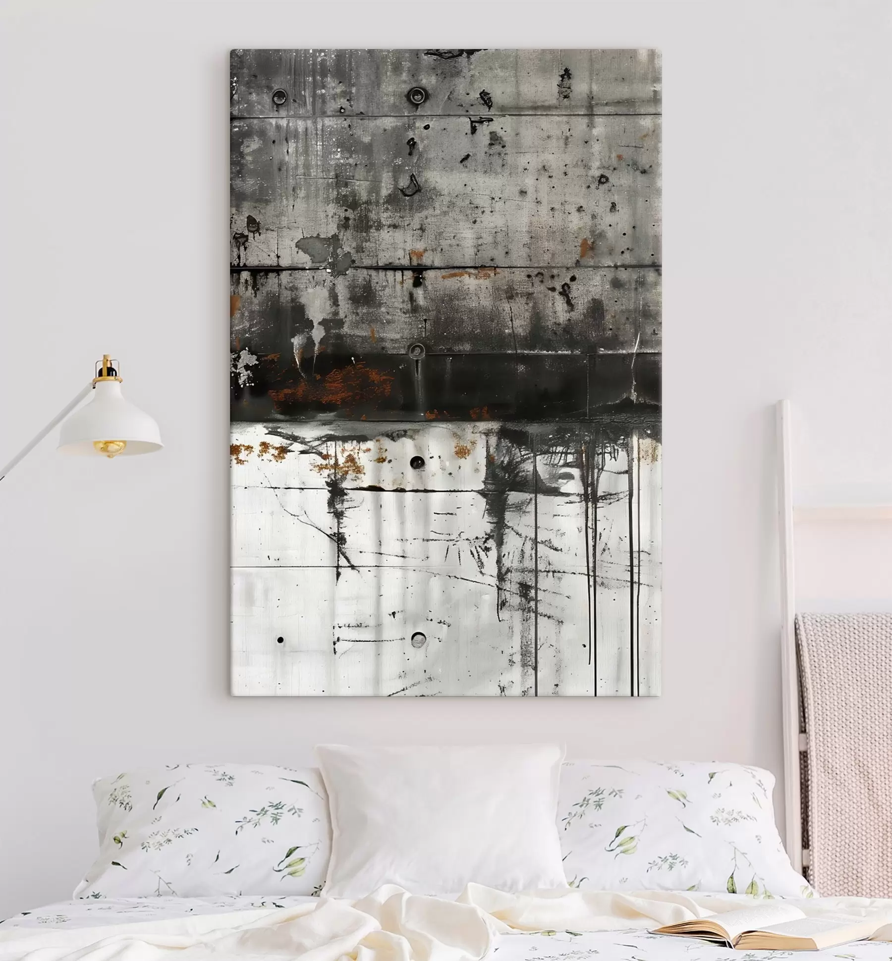  Schilderijen Verfspatten op een betonnen muur, imitatie van aquarel s47633