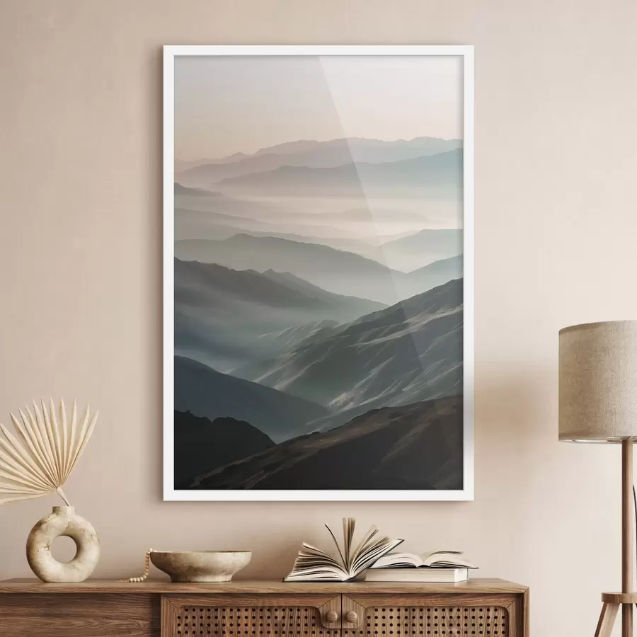 Fotobehang Bergtoppen in de mist f47627