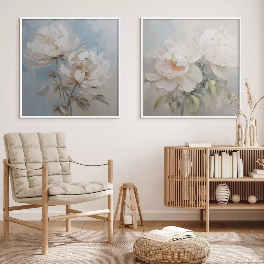 Fotobehang Pioenrozen imitatieschilderij d00665