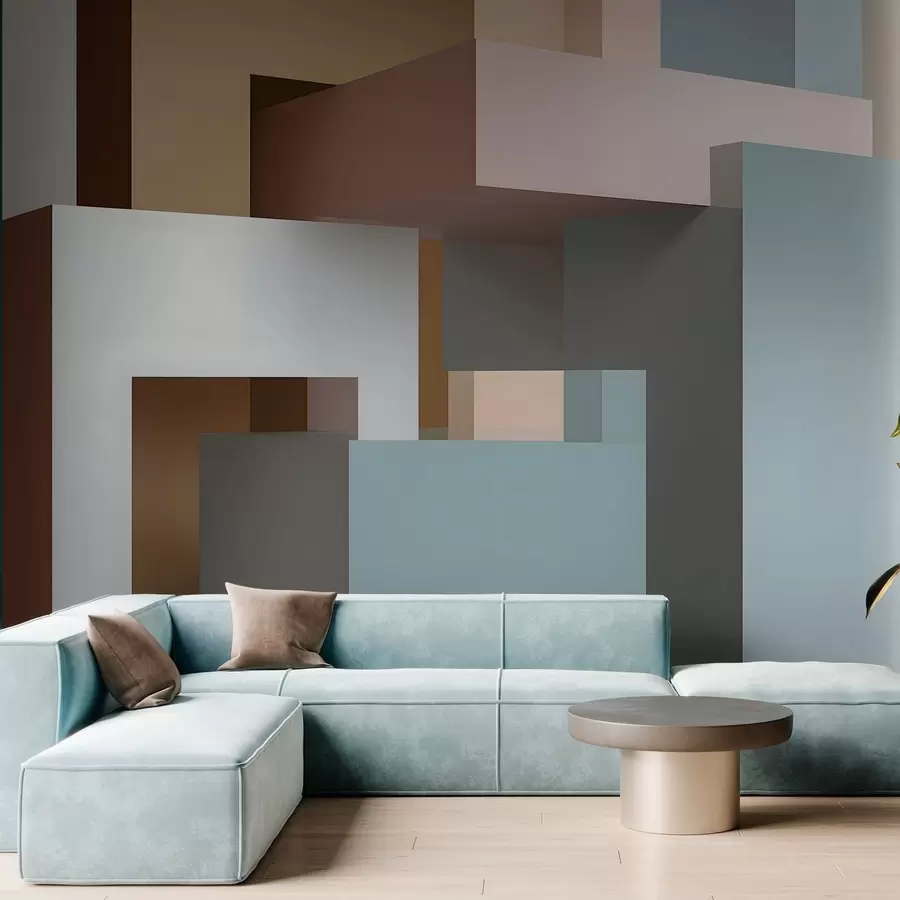 Fotobehang abstracte geometrie in 3D-stijl w05065