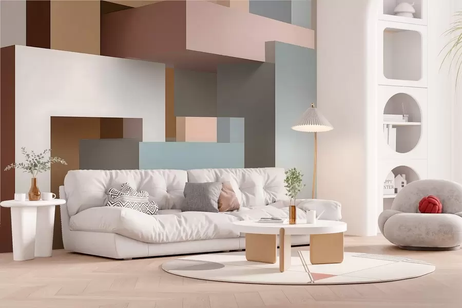 Fotobehang abstracte geometrie in 3D-stijl w05065