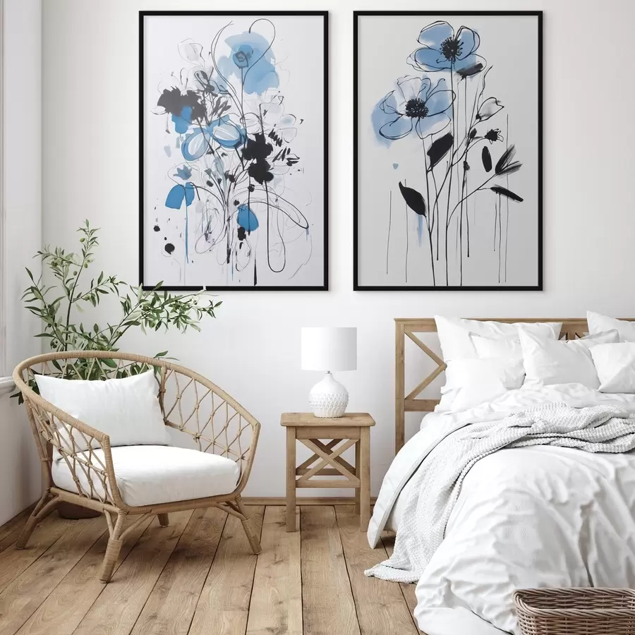 Fotobehang Abstractie met stippen en bloemen d01222