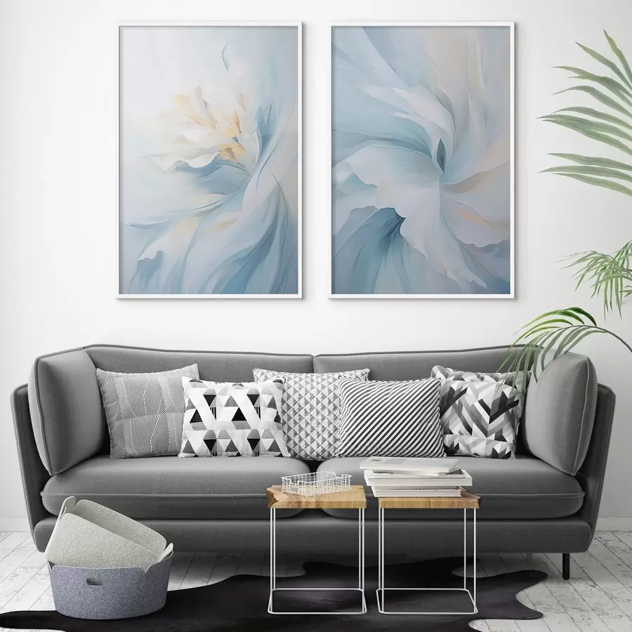 Fotobehang Abstracte, delicate, doorschijnende bloemblaadjes die naar binnen wervelen met zachte verlichting en een schilderachtige textuur. d01244