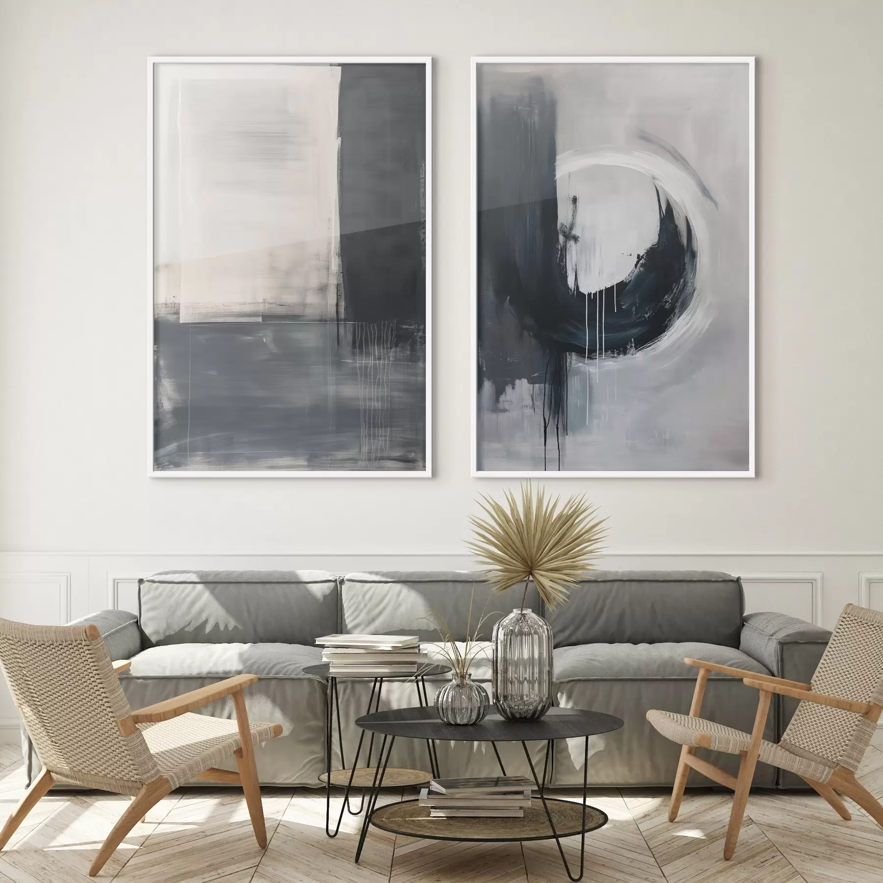 Fotobehang Abstracte compositie in zwart-wittinten d01217