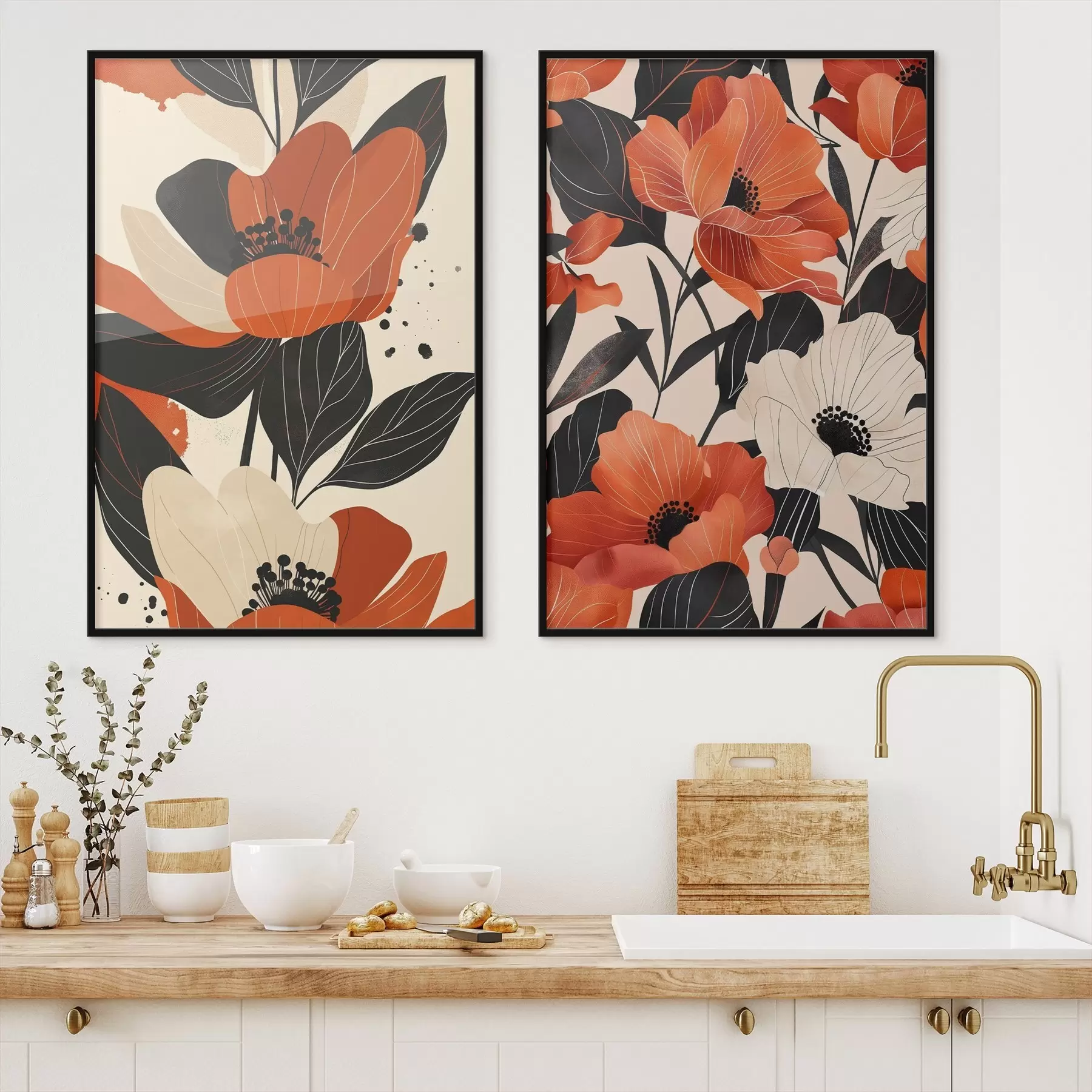 Fotobehang Bloemstuk in warme tinten d01228