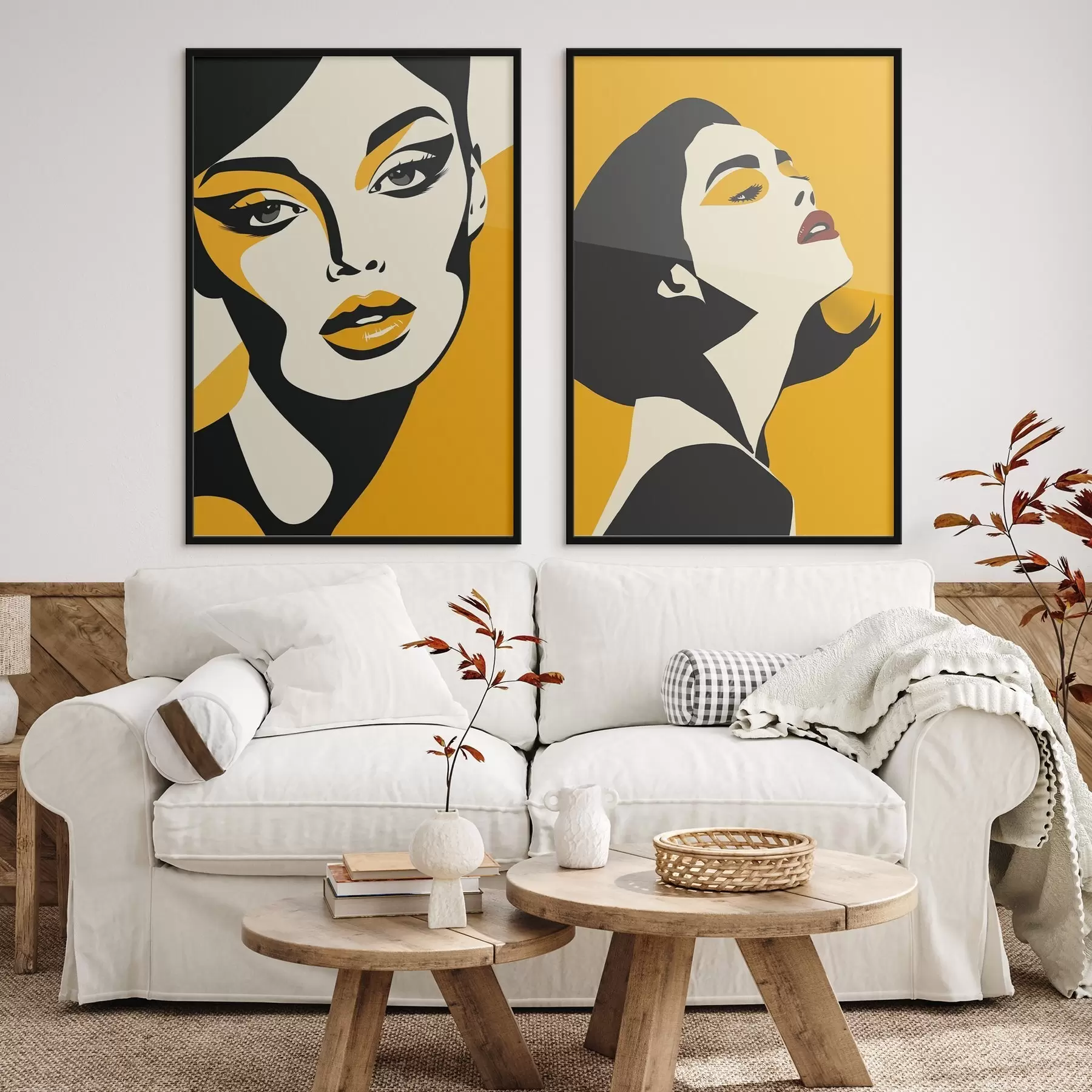 Fotobehang Vrouwelijk portret in gele tinten d01229