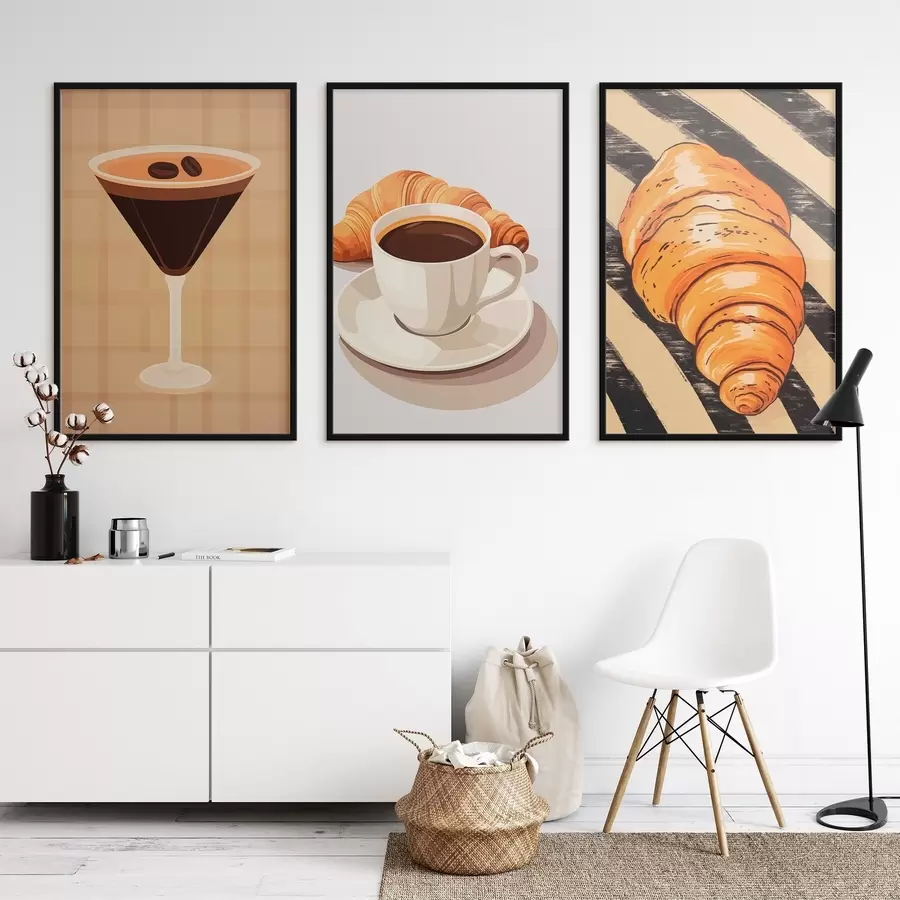 Fotobehang Koffie en croissant d01212