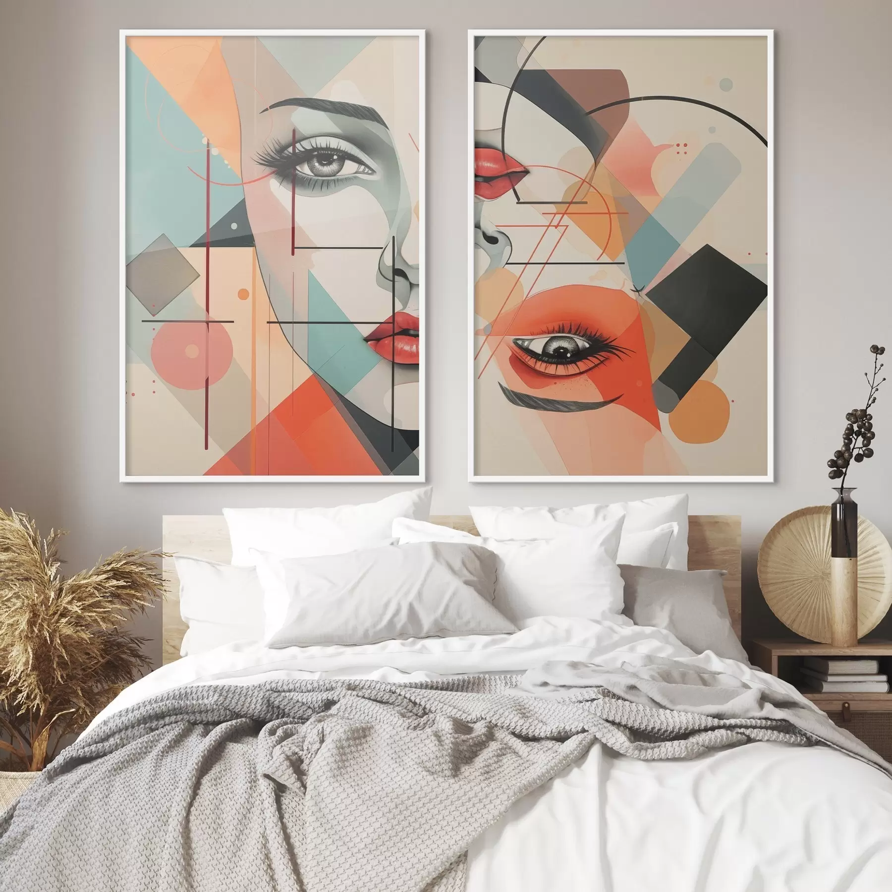 Fotobehang Gezicht en geometrische vormen d01253