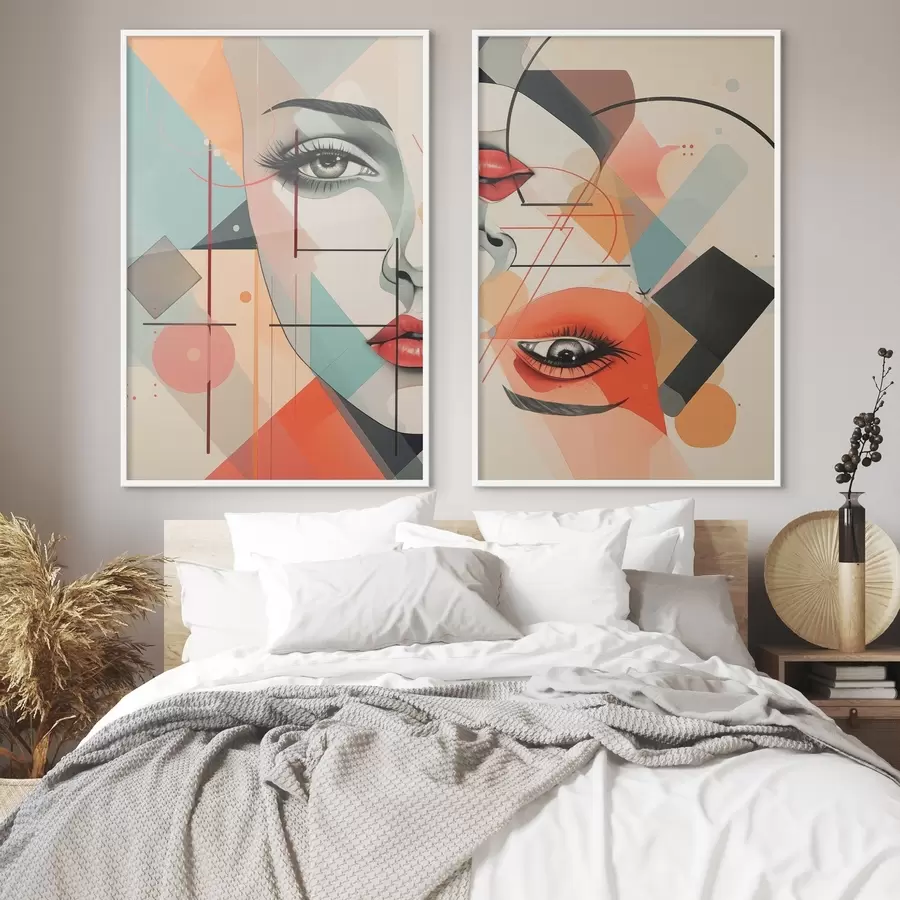 Fotobehang Gezicht en geometrische vormen d01253