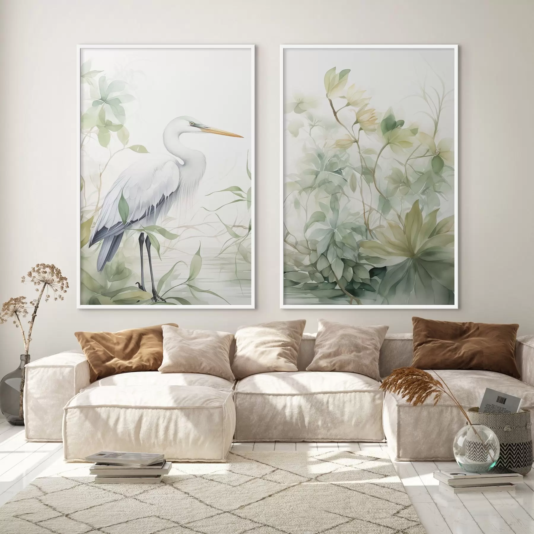 Fotobehang Ooievaar tussen planten d01256