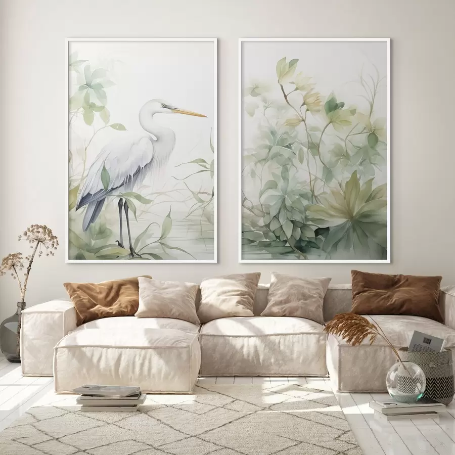 Fotobehang Ooievaar tussen planten d01256